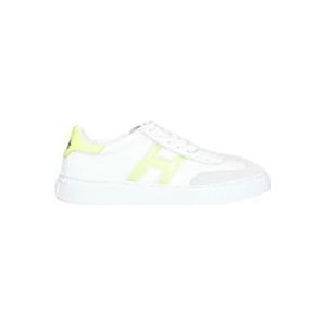 Hogan Witte Leren Sneakers met Geel H Logo en Gel Details , White , Dames , Maat: 36 EU