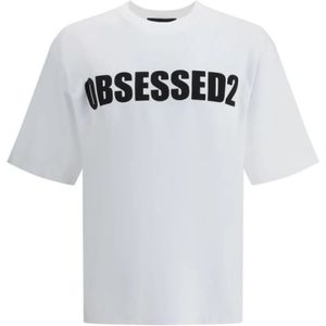 Dsquared2, Heren, Tops, Wit, Maat: M Katoen,