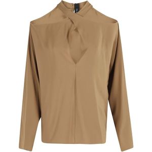 Federica Tosi, Dames, Blouses & Shirts, Beige, Maat: S Zijde,