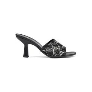 Gucci Zwarte sandalen met kristallen , Black , Dames , Maat: 35 1/2 EU