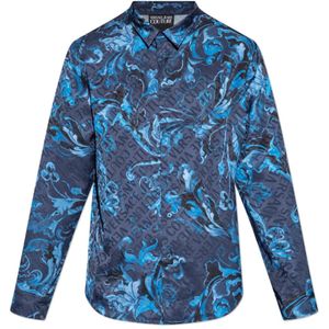 Versace Jeans Couture, Heren, Overhemden, Blauw, Maat: M Viscose,