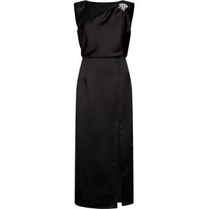 Liu Jo, Dames, Jurken, Zwart, Maat: S Satijn,