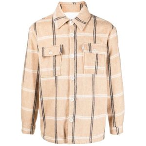 Family First, Heren, Overhemden, Beige, Maat: S Fleece,