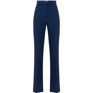 Elisabetta Franchi, Dames, Broeken, Blauw, Maat: S Satijn,
