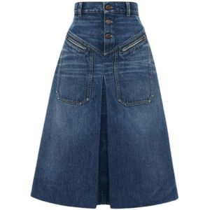 Chloé, Dames, Rokken, Blauw, Maat: XS Katoen,