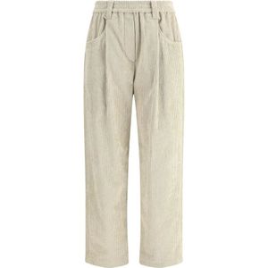 Brunello Cucinelli, Dames, Broeken, Beige, Maat: L Corduroy,