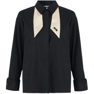 Elisabetta Franchi, Dames, Blouses & Shirts, Zwart, Maat: M Katoen,