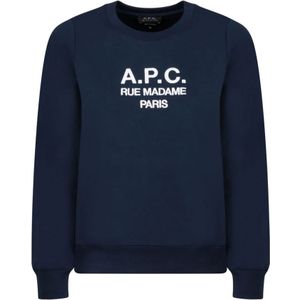 A.p.c. - Blauwe Sweatshirt - Dames - Katoen - Geborduurd Logo