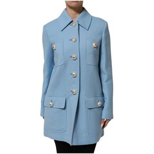 Dolce & Gabbana, Dames, Mantels, Blauw, Maat: 3XS Leer,