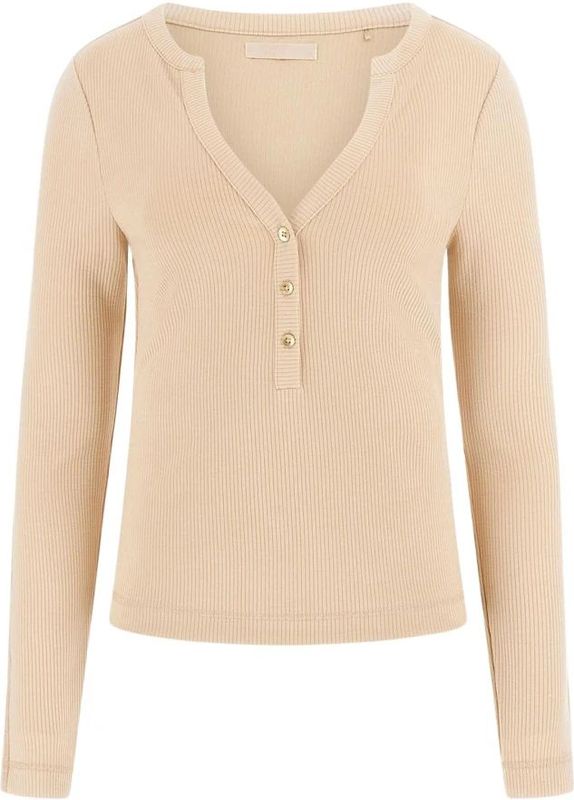 Guess - Lena - T-shirt - Dames - Lange Mouwen - Knoopsluiting