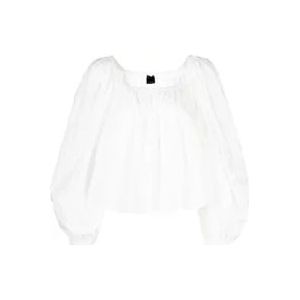 Pinko Witte Broderie Anglaise Puff Sleeve Shirt , White , Dames , Maat: S