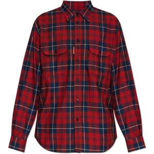 Dsquared2, Heren, Overhemden, Rood, Maat: M Katoen,