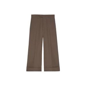 Gucci Bruine Wijde Broek van Wol , Brown , Heren , Maat: M