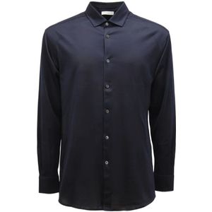 Paolo Pecora, Heren, Overhemden, Blauw, Maat: L Katoen,