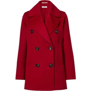 Max Mara, Dames, Mantels, Rood, Maat: S Wol,
