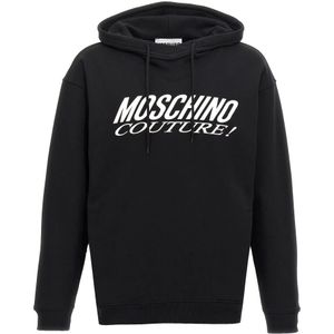 Moschino, Heren, Sweatshirts & Hoodies, Zwart, Maat: S Katoen,