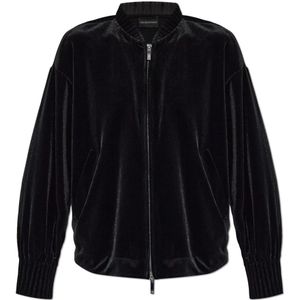 Emporio Armani, Dames, Sweatshirts & Hoodies, Zwart, Maat: 2XS Velours,