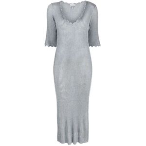 Ganni, Dames, Jurken, Grijs, Maat: L Viscose,