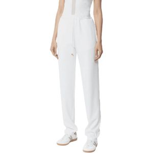 Elisabetta Franchi, Dames, Broeken, Wit, Maat: S Satijn,