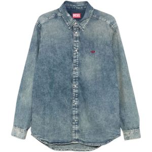 Diesel, Heren, Overhemden, Blauw, Maat: M Denim,