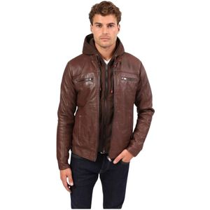 Le Temps Des Cerises, Heren, Jassen, Bruin, Maat: XL Leer,