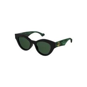 Gucci Zwarte en groene zonnebril met kattenogen , Green , Dames , Maat: 51 MM