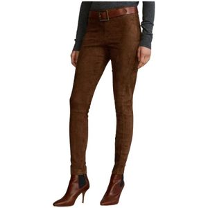 Polo Ralph Lauren, Dames, Broeken, Bruin, Maat: M Suède,