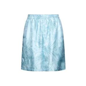 Versace Barocco Print Zijden Satijnen Shorts , Blue , Heren , Maat: S