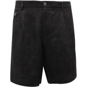 Dolce & Gabbana, Heren, Korte broeken, Zwart, Maat: L Linnen,