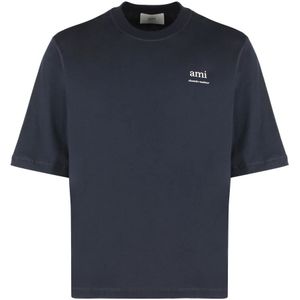 Ami Paris - Heren T-shirt - Blauw - 99% Katoen, 1% Elastaan