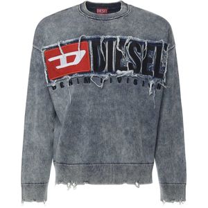 Diesel, Heren, Sweatshirts & Hoodies, Blauw, Maat: L Katoen,