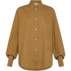 Forte Forte, Dames, Blouses & Shirts, Bruin, Maat: S Katoen,