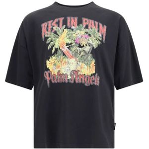 Palm Angels, Heren, Tops, Zwart, Maat: L Katoen,