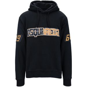 Dsquared2, Heren, Sweatshirts & Hoodies, Zwart, Maat: L Katoen,