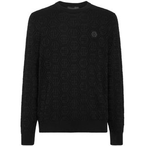 Philipp Plein, Heren, Truien, Zwart, Maat: 3XL Zijde,