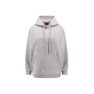 Gucci Hoodie met reliëflogo , Gray , Dames , Maat: S