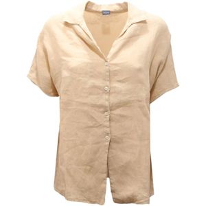 Fay, Dames, Blouses & Shirts, Beige, Maat: M Linnen,