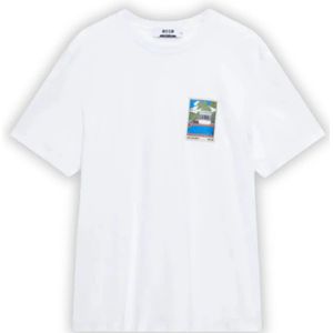 Msgm, Heren, Tops, Wit, Maat: S Katoen,