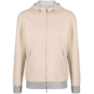 Eleventy, Heren, Sweatshirts & Hoodies, Beige, Maat: 3XL Wol,