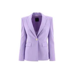 Pinko Crêpe Stretch Single Breasted Blazer , Purple , Dames , Maat: M