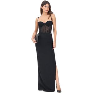 Elisabetta Franchi, Dames, Jurken, Zwart, Maat: S Vinyl,