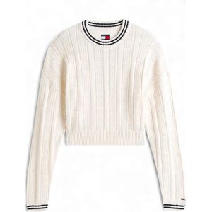 Tommy Jeans, Dames, Truien, Beige, Maat: XS Katoen,