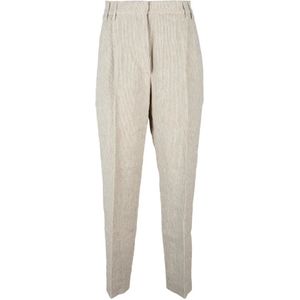 Brunello Cucinelli, Dames, Broeken, Beige, Maat: XS Linnen,