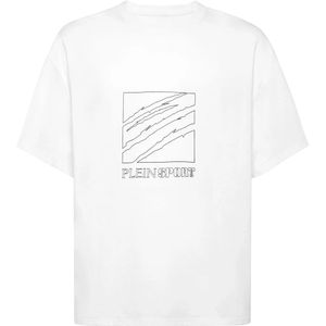 Plein Sport, Heren, Tops, Wit, Maat: L Katoen,