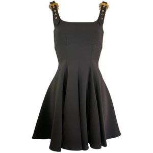 Versace Jeans Couture, Dames, Jurken, Zwart, Maat: XS Poliester,