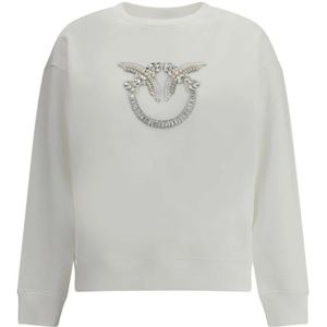 Pinko, Dames, Sweatshirts & Hoodies, Wit, Maat: L Katoen,