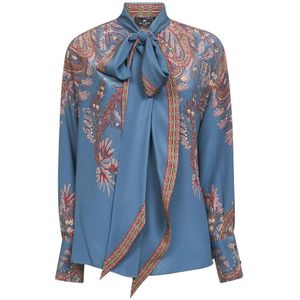 Etro, Dames, Blouses & Shirts, Blauw, Maat: XS Zijde,