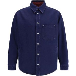 Gucci, Heren, Overhemden, Blauw, Maat: L Denim,