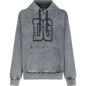 Dolce & Gabbana, Heren, Sweatshirts & Hoodies, Grijs, Maat: XL Denim,