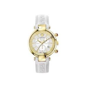 Versace Revive Chrono Restyling Leren Band Horloge , Yellow , Dames , Maat: ONE Size